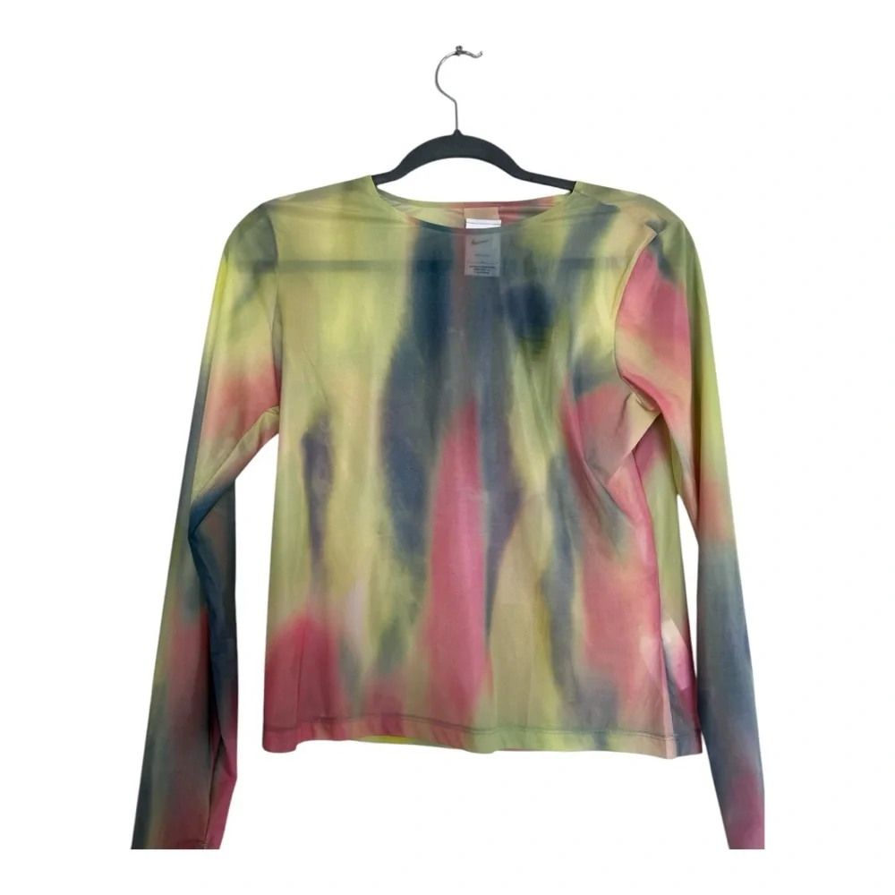 Nike Long Sleeve Tie-Dye Performance Top in Pink, Yellow, Blue